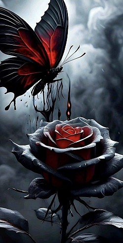 Red Butterfly & Rose